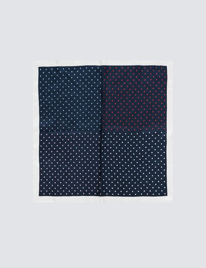 Men S Navy Way Spot Pocket Square Silk Hawes Curtis