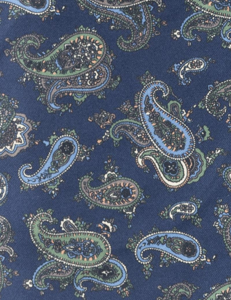 Men S Navy Green Paisley Print Neck Scarf Hawes Curtis