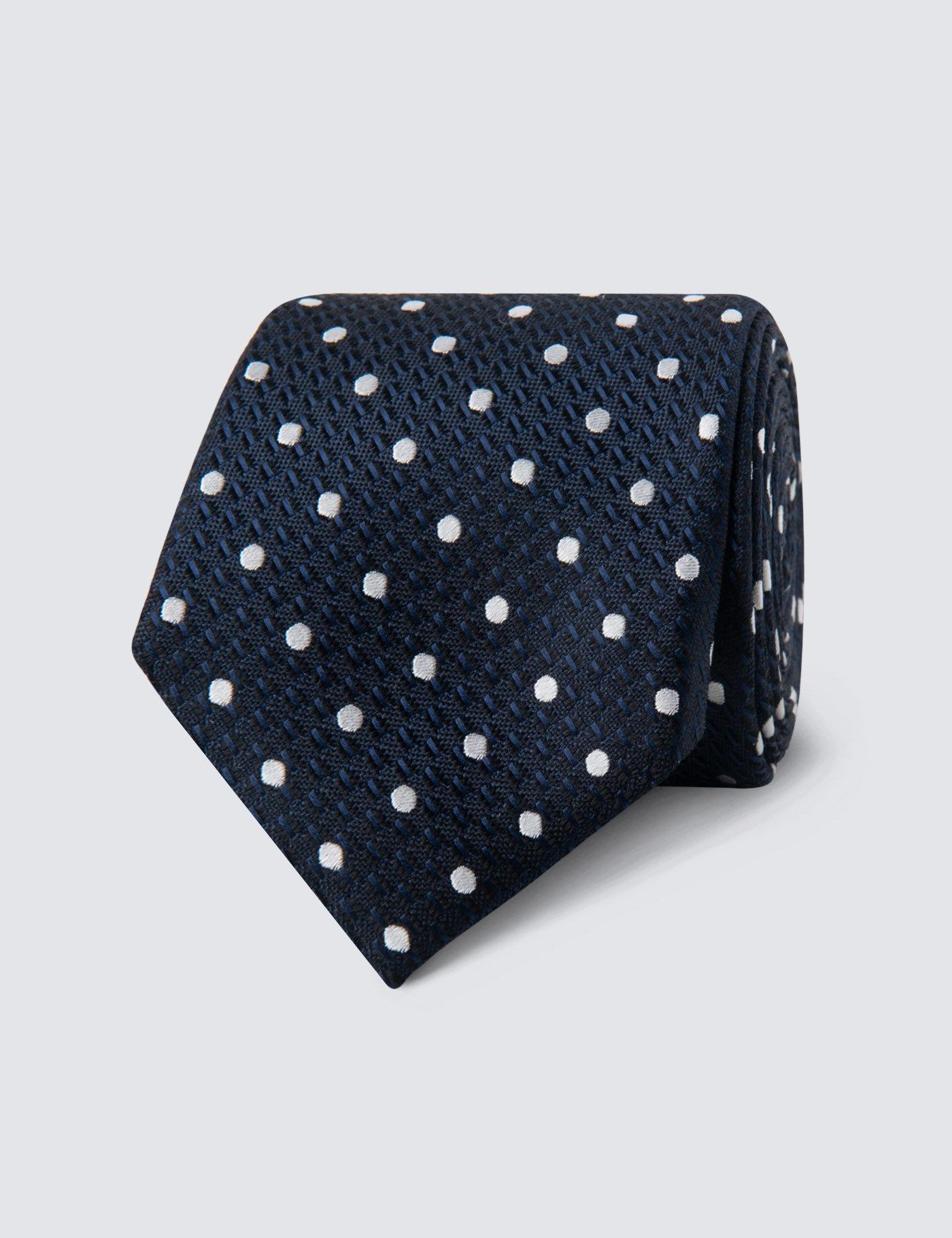 Men S Navy White Even Spot Tie Silk Hawes Curtis