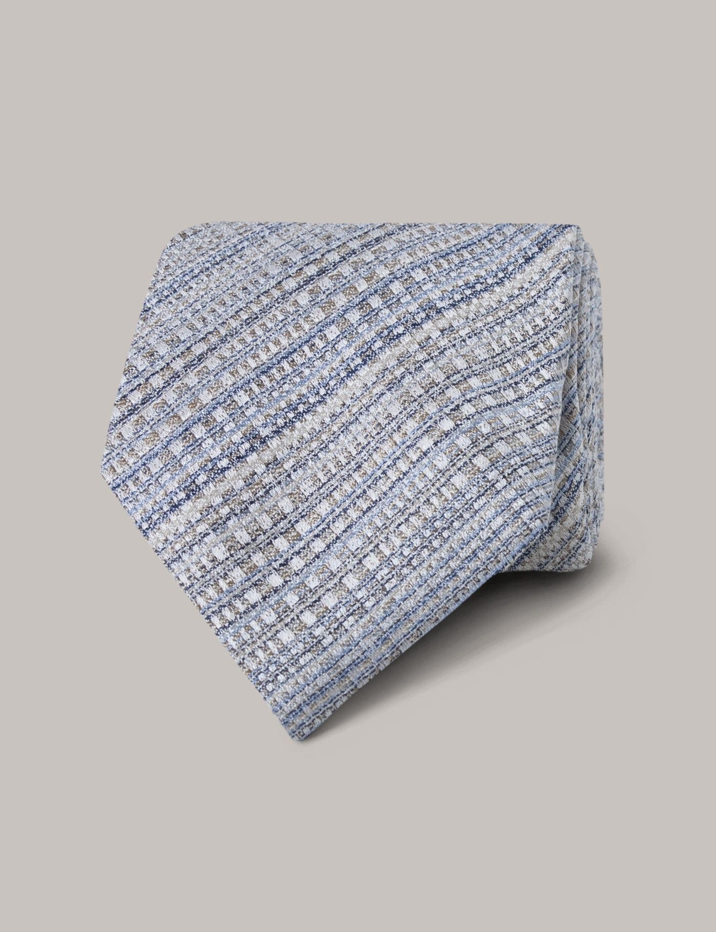 Men S Blue Cream Woven Tie 100 Silk Hawes Curtis