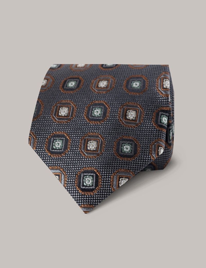 Men S Grey Foulard Tie 100 Silk Hawes Curtis