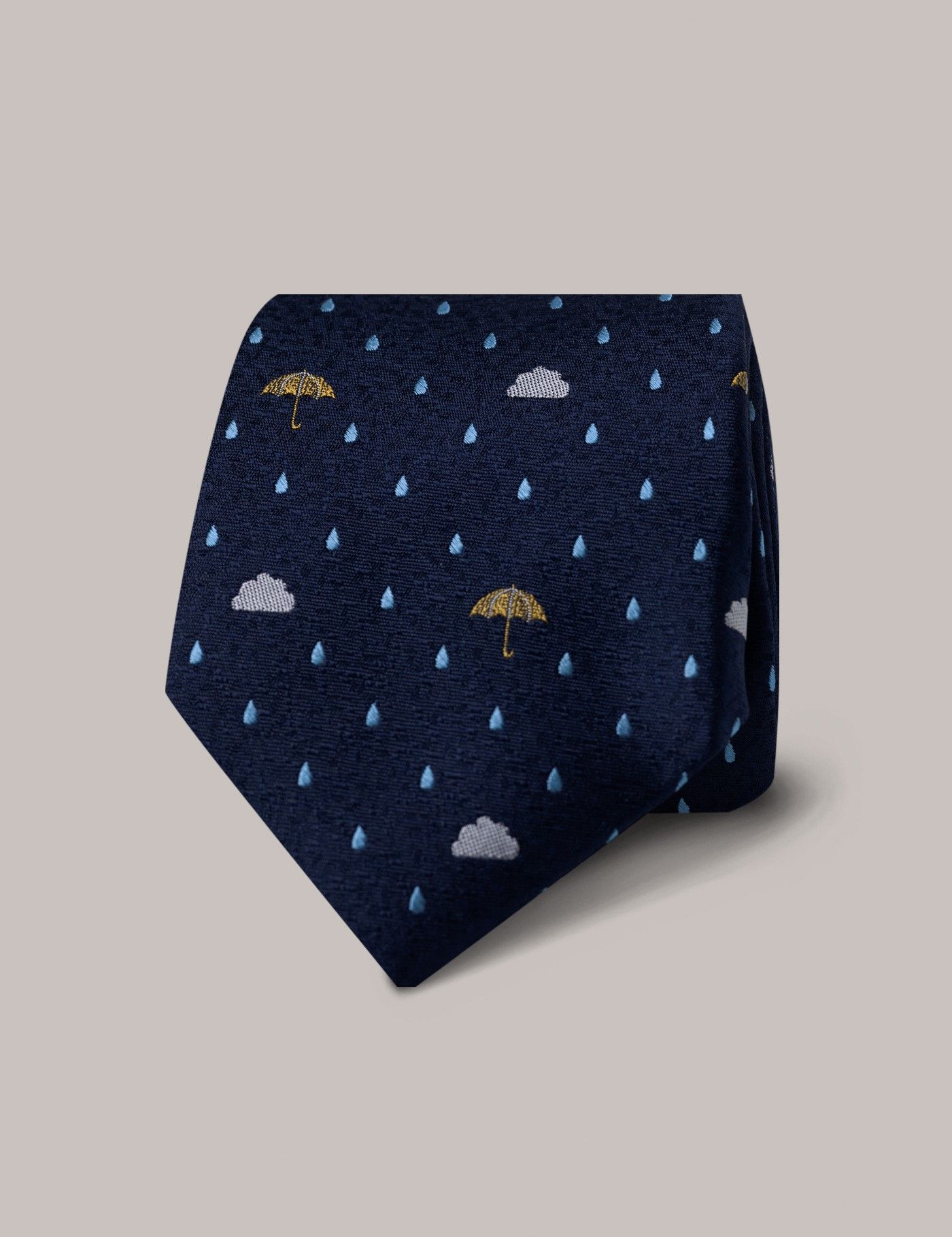 Men S Navy Umbrella Tie 100 Silk Hawes Curtis