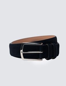 Men's Navy Suede Leather Belt