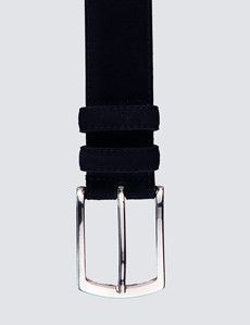 Men's Navy Suede Leather Belt-preview1