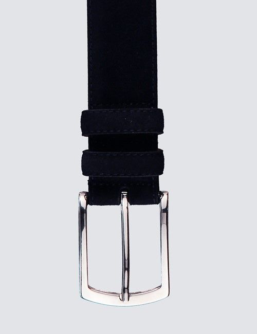 Men's Navy Suede Leather Belt-preview