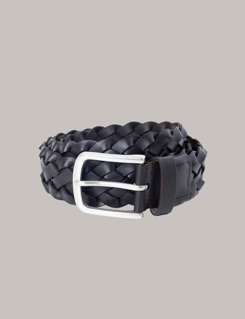 Dark Brown Plaited Leather Belt