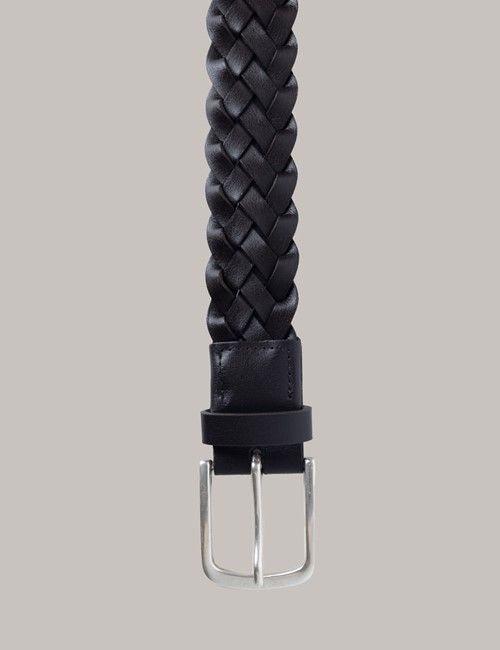 Dark Brown Plaited Leather Belt-preview