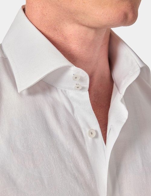 Slim Fit Grey & Navy Paisley Jacquard Curtis Shirt