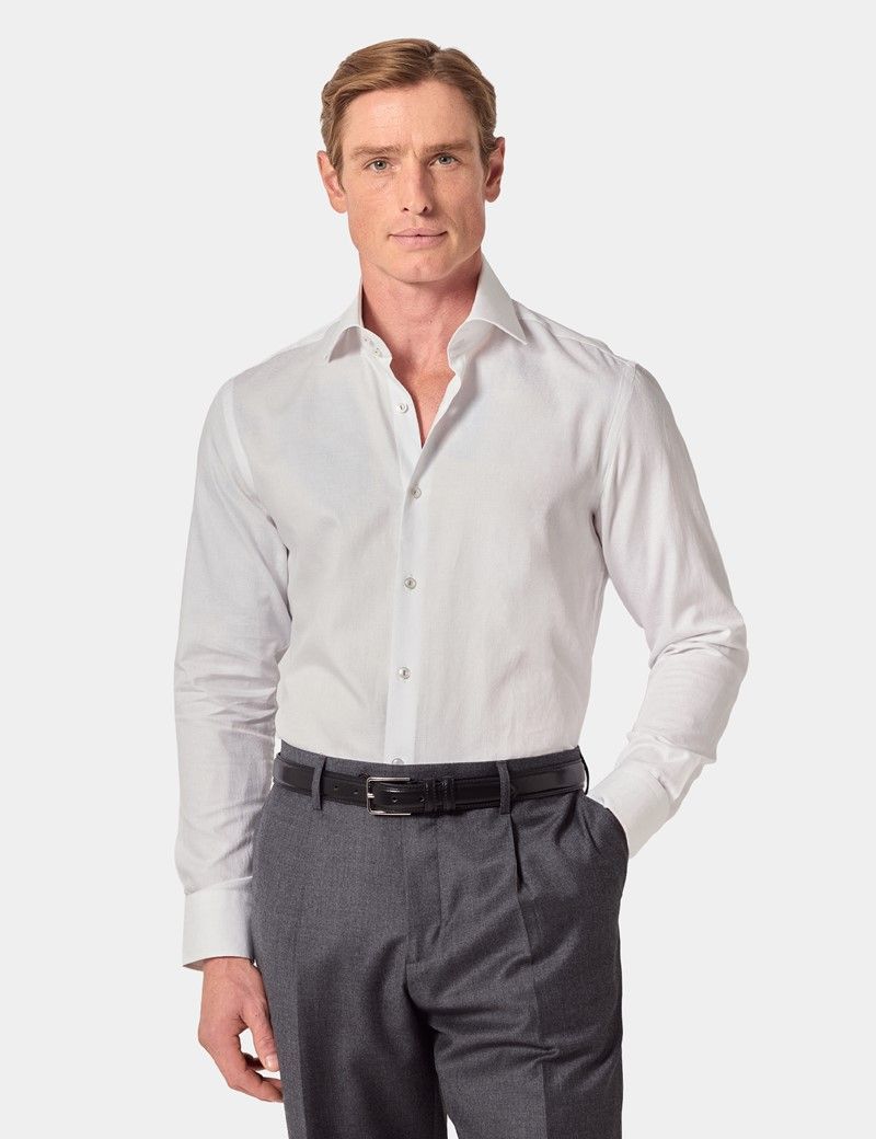 Slim Fit White Paisley Jacquard Curtis Shirt