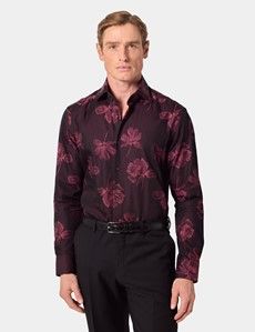 Dark Red Jacquard Floral Curtis Shirt