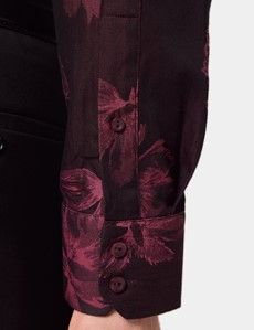 Dark Red Jacquard Floral Curtis Shirt