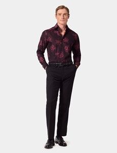 Dark Red Jacquard Floral Curtis Shirt