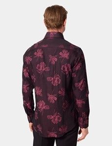 Dark Red Jacquard Floral Curtis Shirt