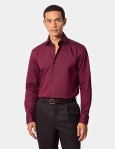 Slim Fit Dark Red Jacquard Curtis Shirt