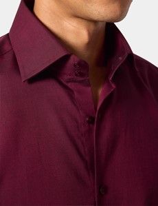 Slim Fit Dark Red Jacquard Curtis Shirt