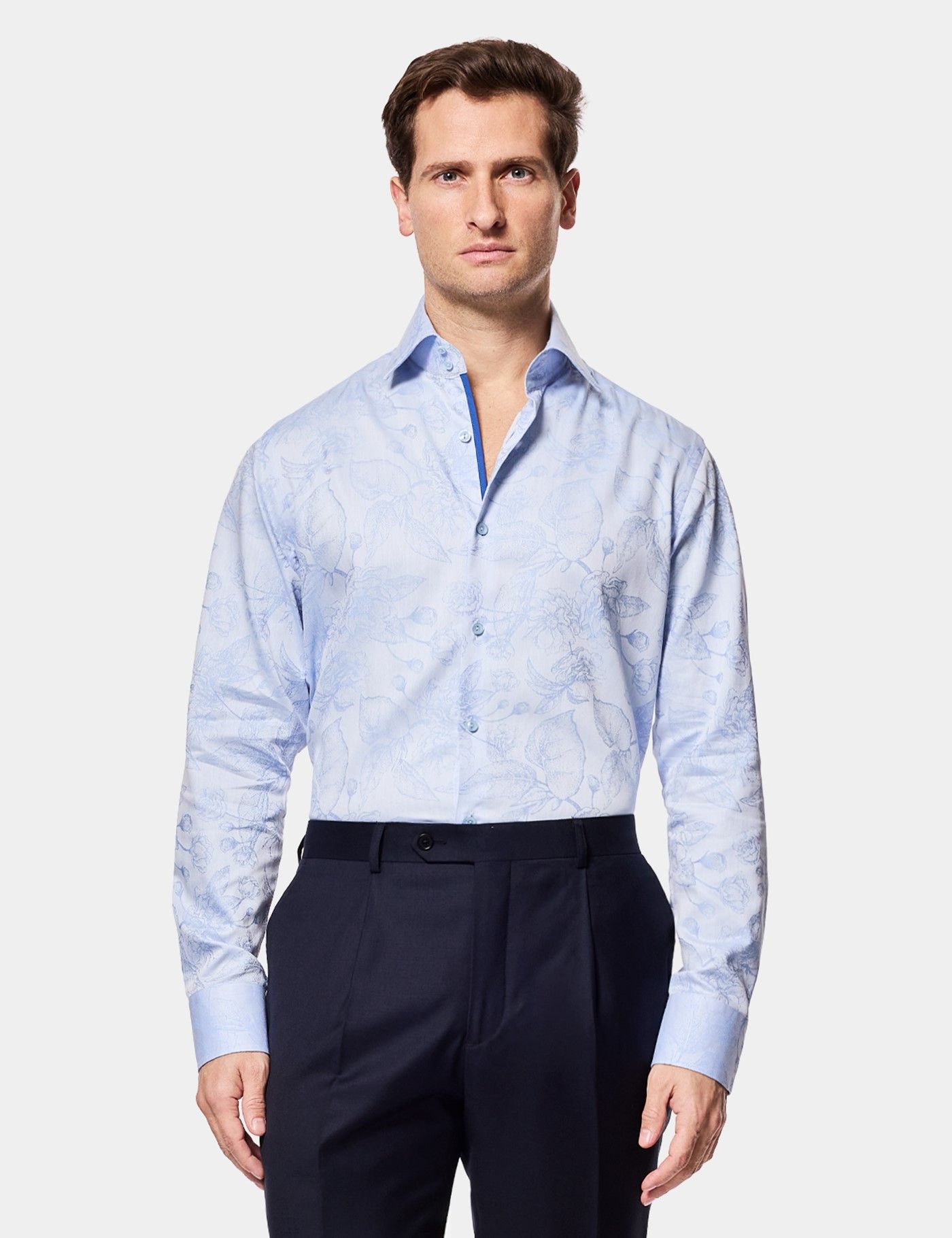 white christmas dresses Dark Navy Checked Dress Shirt | The Abacus main image 1