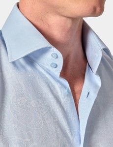 Slim Fit Blue Paisley Jacquard Curtis Shirt