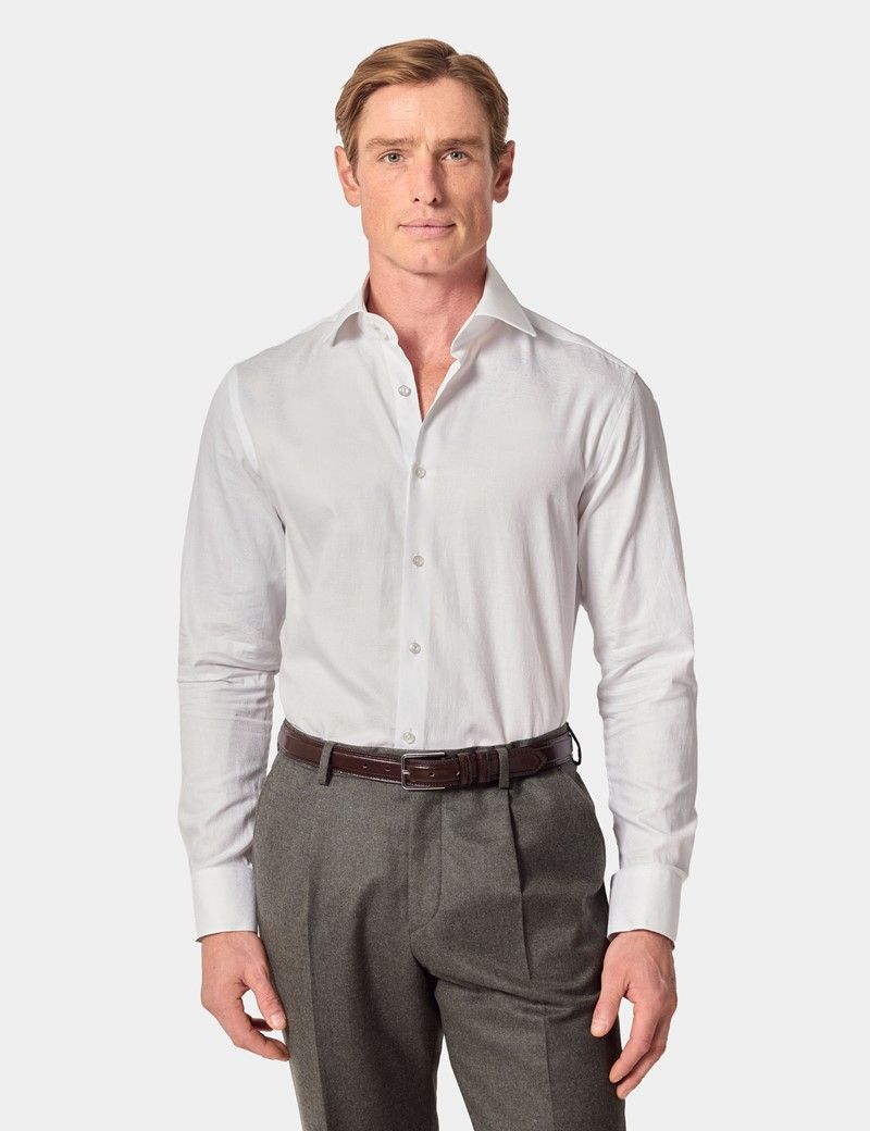 Slim Fit White Paisley Jacquard Curtis Shirt
