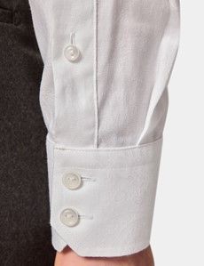 Slim Fit White Paisley Jacquard Curtis Shirt