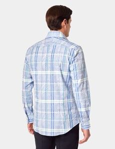 Slim Fit Blue & Green Jungle Leaf Check Curtis Shirt