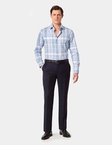 Slim Fit Blue & Green Jungle Leaf Check Curtis Shirt