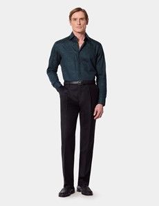 Slim Fit Dark Green Jacquard Check Curtis Shirt