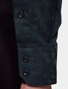 Slim Fit Dark Green Jacquard Check Curtis Shirt