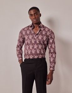 Slim Fit Purple & Orange Paisley Curtis Shirt
