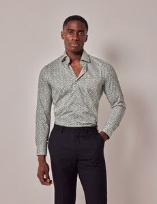 Slim Fit Green & Cream Paisley Curtis Shirt