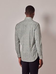 Slim Fit Green & Cream Paisley Curtis Shirt