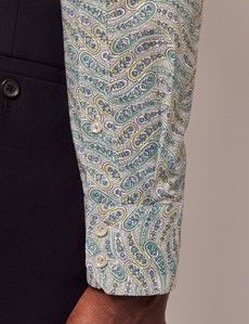 Slim Fit Green & Cream Paisley Curtis Shirt
