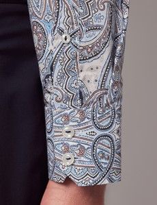 Slim Fit Blue & White Royal Paisley Curtis Shirt