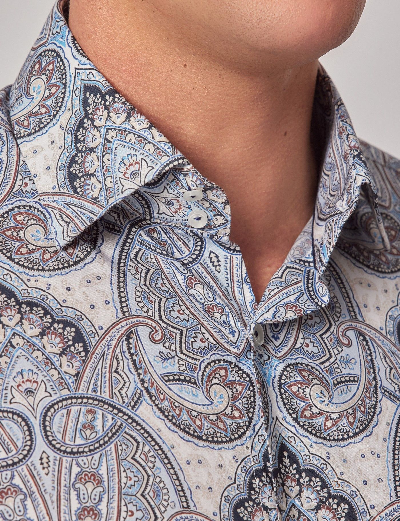 Slim Fit Blue & White Royal Paisley Curtis Shirt-preview