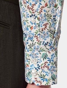 Slim Fit Cream & Blue Floral Curtis Shirt