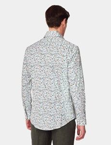 Slim Fit Cream & Blue Floral Curtis Shirt