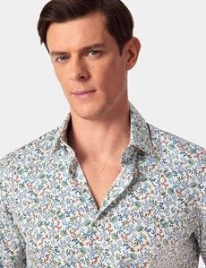 Slim Fit Cream & Blue Floral Curtis Shirt
