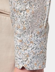Slim Fit Cream & Green Ditsy Floral Curtis Shirt