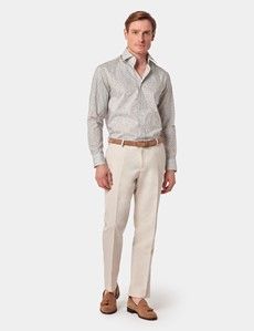 Slim Fit Cream & Green Ditsy Floral Curtis Shirt