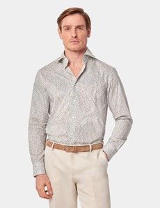 Slim Fit Cream & Green Ditsy Floral Curtis Shirt
