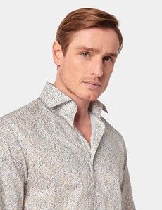 Slim Fit Cream & Green Ditsy Floral Curtis Shirt