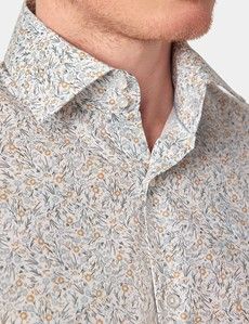 Slim Fit Cream & Green Ditsy Floral Curtis Shirt