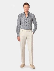 Slim Fit Navy & Cream Mini Bird Curtis Shirt