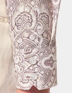 Slim Fit Beige & Brown Paisley Curtis Shirt