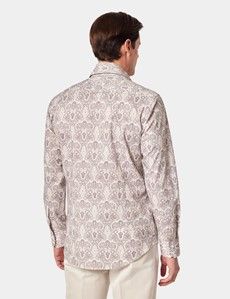 Slim Fit Beige & Brown Paisley Curtis Shirt