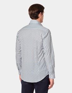 Slim Fit White & Navy Geometric Curtis Shirt