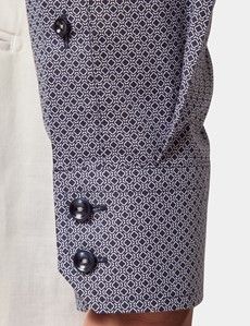 Slim Fit Navy & White Geometric Curtis Shirt