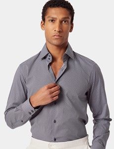 Slim Fit Navy & White Geometric Curtis Shirt