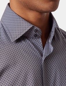 Slim Fit Navy & White Geometric Curtis Shirt