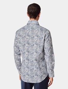 Slim Fit White & Blue Paisley Curtis Shirt