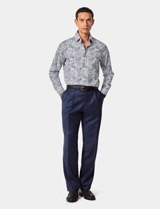 Slim Fit White & Blue Paisley Curtis Shirt